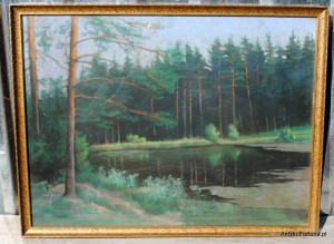Obraz, akwarela, rycina- Staw w lesie - Nr 1-72