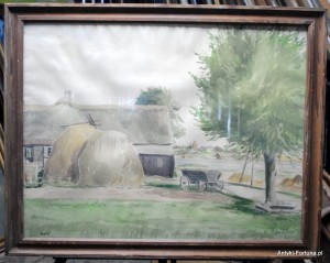 Obraz, akwarela ,rycina- Słoma w stogach - Nr 52/c