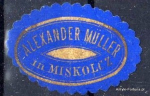 Winieta, siegielmarke - Alexander Muller in Miskolcz - Nr 28/a Węgry
