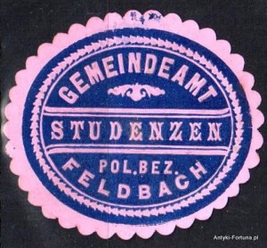 Winieta, siegielmarke , zalepka - Gemeindeamt Studenze - Nr  228/a