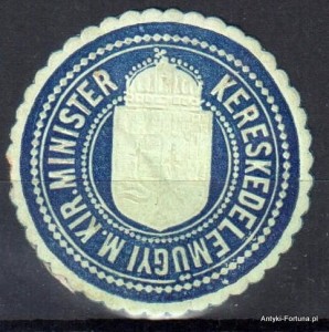  Winieta, siegielmarke , zalepka- Kereskedelmugyi M. Kir. Minister - Nr 629/A