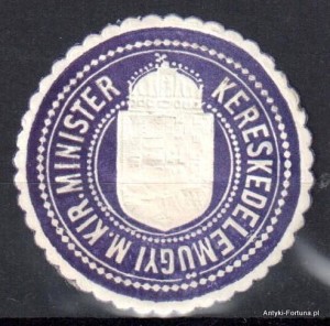  Winieta, siegielmarke , zalepka- Kereskedelmugyi M. Kir. Minister - Nr 630/A