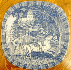Talerz kobaltowy Świąta 1972 Rorstrand