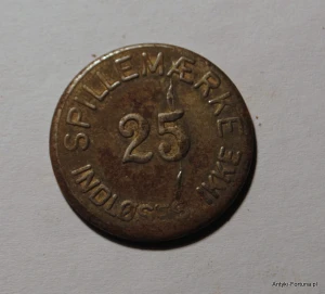 Spillemark 25 - Indloses  Ikke - Dania żeton Nr 3