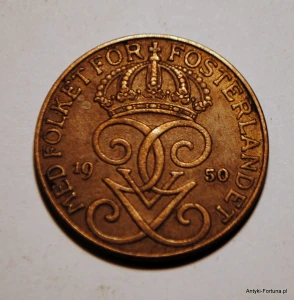 Szwecja, Gustaf V, 5 Öre, 1950 ore