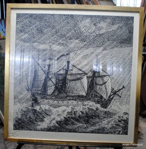 Obraz, akwarela ,rycina  - Galeon - Nr 42/c