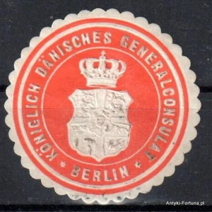 Winieta, siegielmarke  ,Konigl. Danisches Generalconsulat Berlin -  Nr 86/a