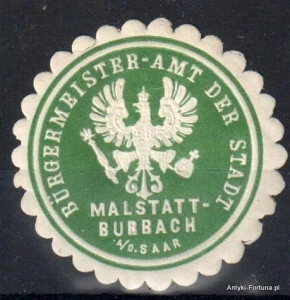 Winieta, siegielmarke , zalepka -  Malstatt - Burbach - Nr 91/a