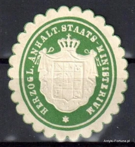 Winieta, siegielmarke , zalepka - Herzogl. Anhalt. Stats - Nr 413/a