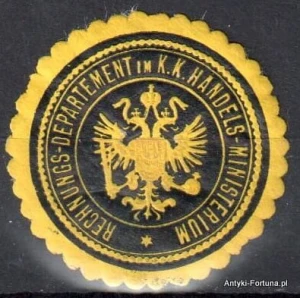  Winieta, siegielmarke , zalepka  - Rechungs Departament im. K.K. Handels Ministerium - Nr 615/A