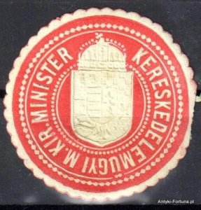  Winieta, siegielmarke , zalepka- Kereskedelmugyi M. Kir. Minister - Nr 652/A