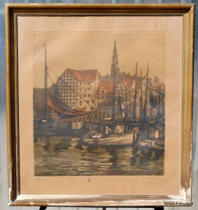 Obraz , rycina  , grafika - Port rybacki -    Nr 17/H