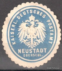 Winieta, siegielmarke , zalepka - Neustadt - Prudnik - Poczta - Pl 250