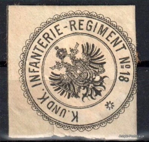  Winieta, siegielmarke , zalepka - K. und K. Infanterie Regiment No 18 -- Nr 927/A