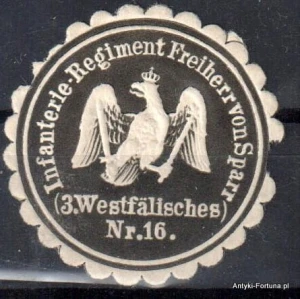  Winieta, siegielmarke , zalepka - Infanterie Regiment Freiherr von Sparr - Nr 931/A