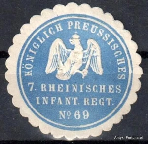  Winieta, siegielmarke , zalepka - 7 Rheinisches Infant. Regt. No 69 - Nr 933/A