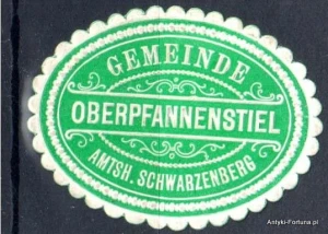 Winieta, siegielmarke , zalepka - Gemeinde Oberpfrannenstiel- Nr 1051/A