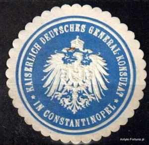  Winieta, siegielmarke , zalepka - Kaiserlich Deutsches  General Konsulat in Constantinopel - Nr 1056/A