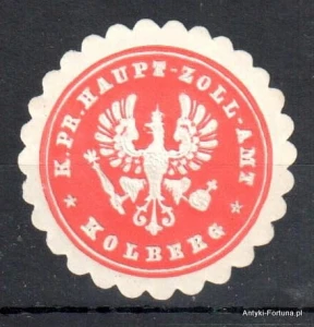 Winieta, siegielmarke , zalepka - Kolberg - Kołobrzeg - Urząd celny - Pl 294