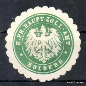 Winieta, siegielmarke , zalepka - Kolberg - Kołobrzeg - Urząd celny - Pl 295