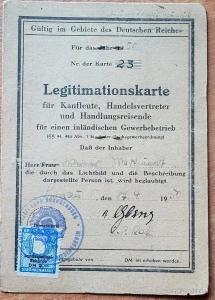 Legitimationskarte fur Kauflaute , Handelsvertreter und Handlungsreisende