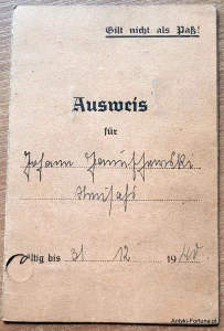 Ausweis - 1940 r Podwitz , Culm