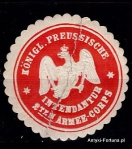 Winieta, siegielmarke - Intendantur 2ten Armee-Corps - Nr 291